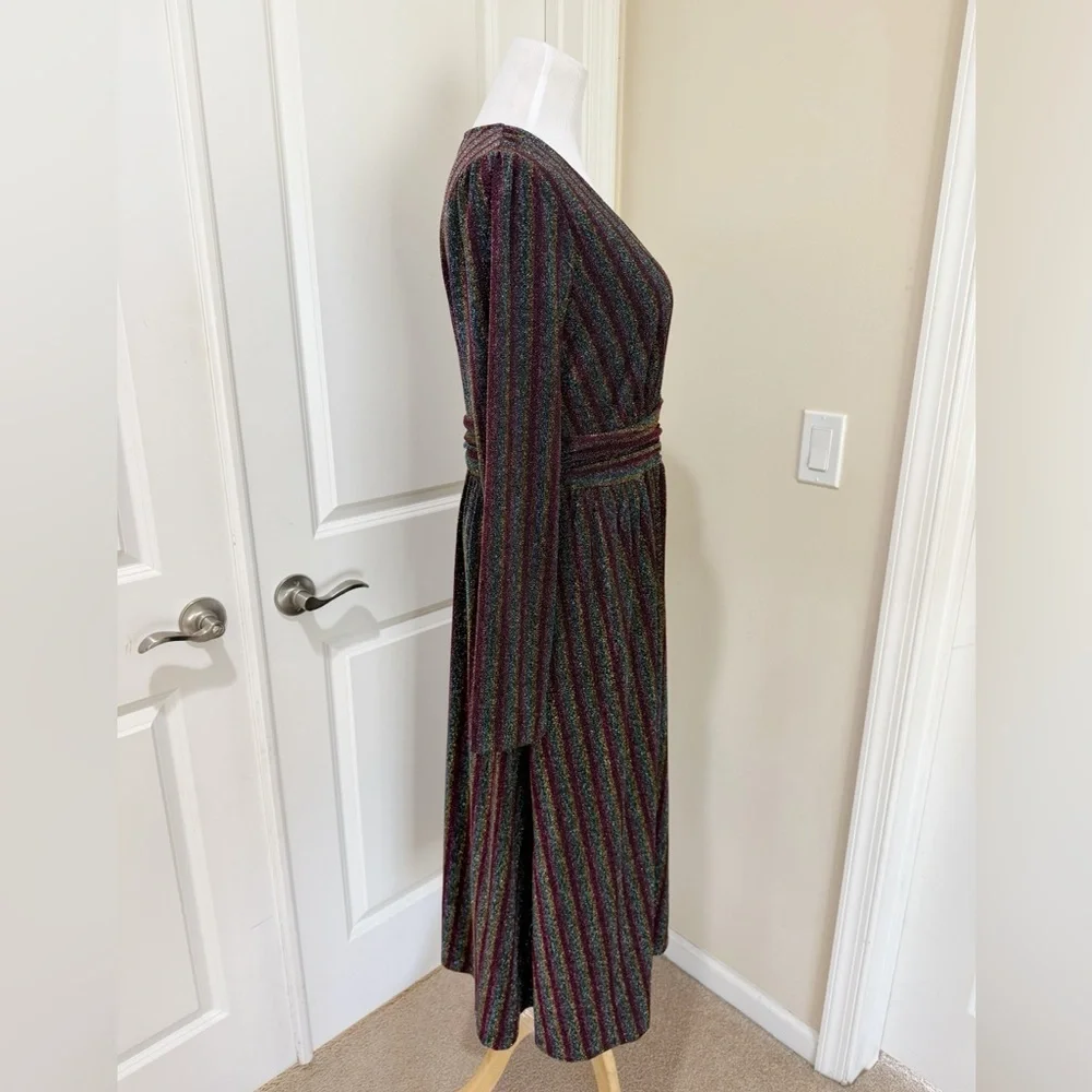 NWT Boden Metallic Burgundy Multi Stripe Long Sleeve Sweater Dress Size 10R - Picture 4 of 9